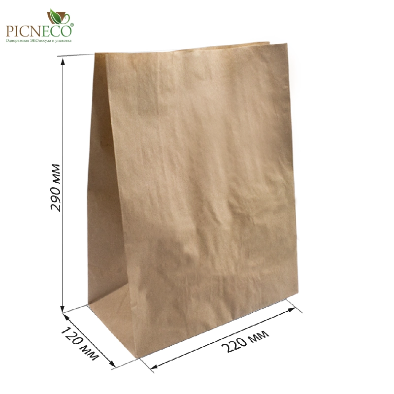 товар Крафт пакет с прямоугольным дном, 220*120*290 мм, 50 г/м KPD122